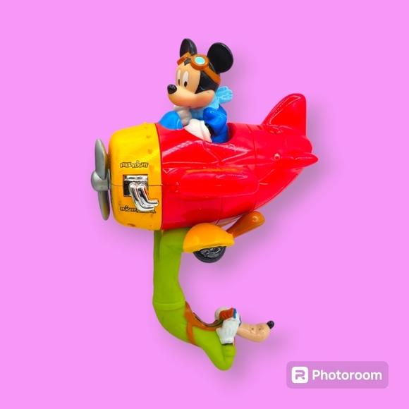 Vintage 2000 Fisher Price Mattel Mickey Mouse Goofy Super Stunt Plane Toy - Picture 1 of 11